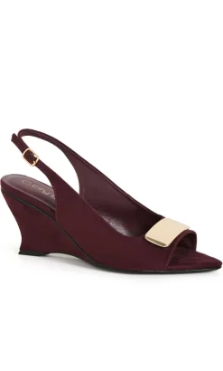 WIDE FIT Elle Slingback Wedge - dark cherry