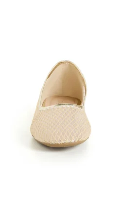 WIDE FIT Indi Mesh Ballet Flat - gold