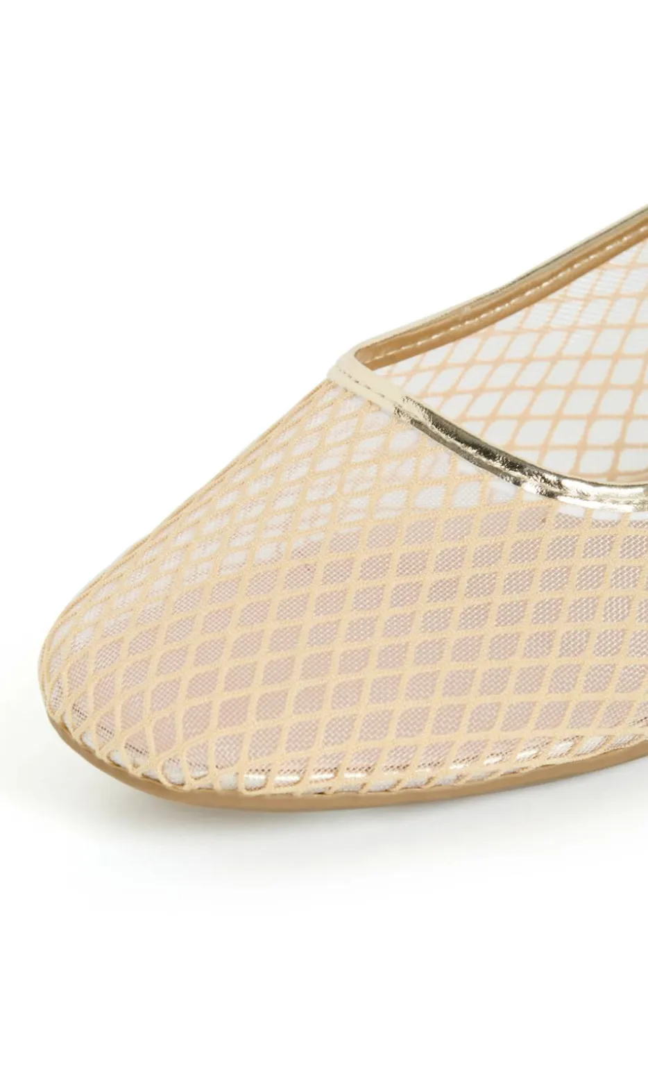 WIDE FIT Indi Mesh Ballet Flat - gold