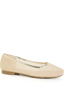 WIDE FIT Indi Mesh Ballet Flat - gold