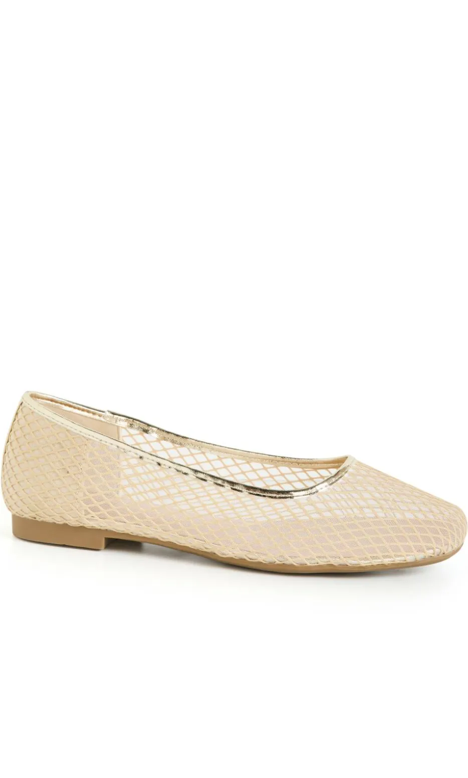 WIDE FIT Indi Mesh Ballet Flat - gold