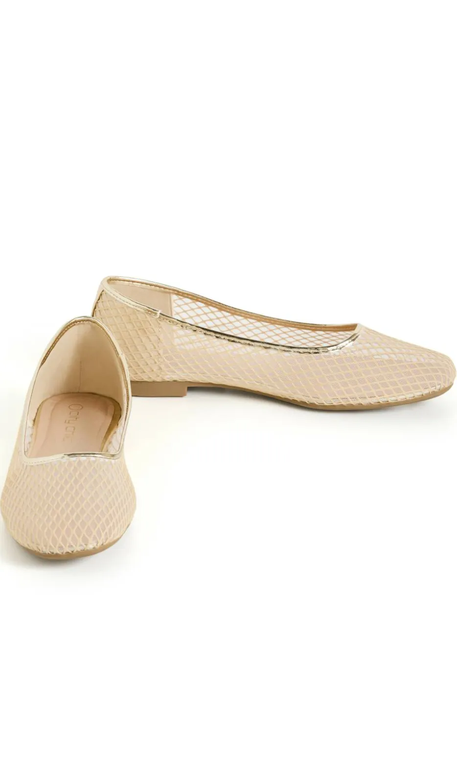 WIDE FIT Indi Mesh Ballet Flat - gold