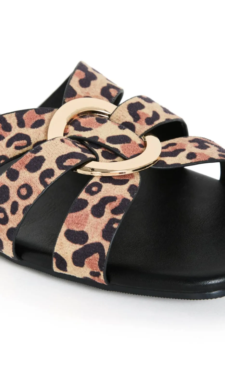 WIDE FIT Jacey Leopard Print Slide - stone