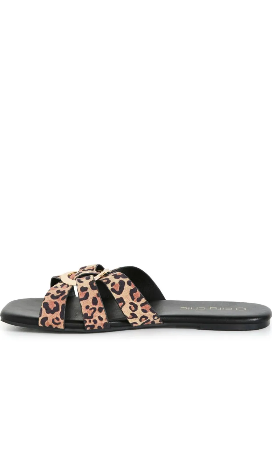 WIDE FIT Jacey Leopard Print Slide - stone