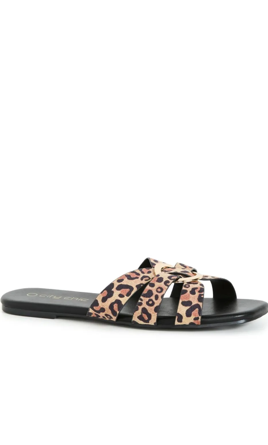 WIDE FIT Jacey Leopard Print Slide - stone