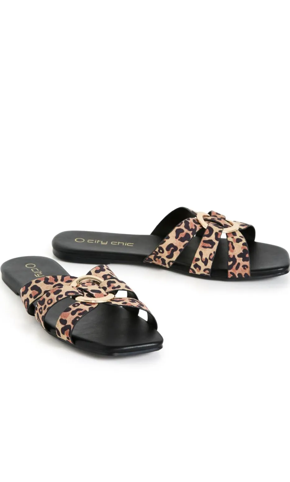 WIDE FIT Jacey Leopard Print Slide - stone