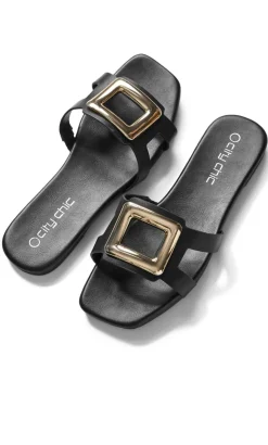 WIDE FIT Jada Square Detail Slide - black