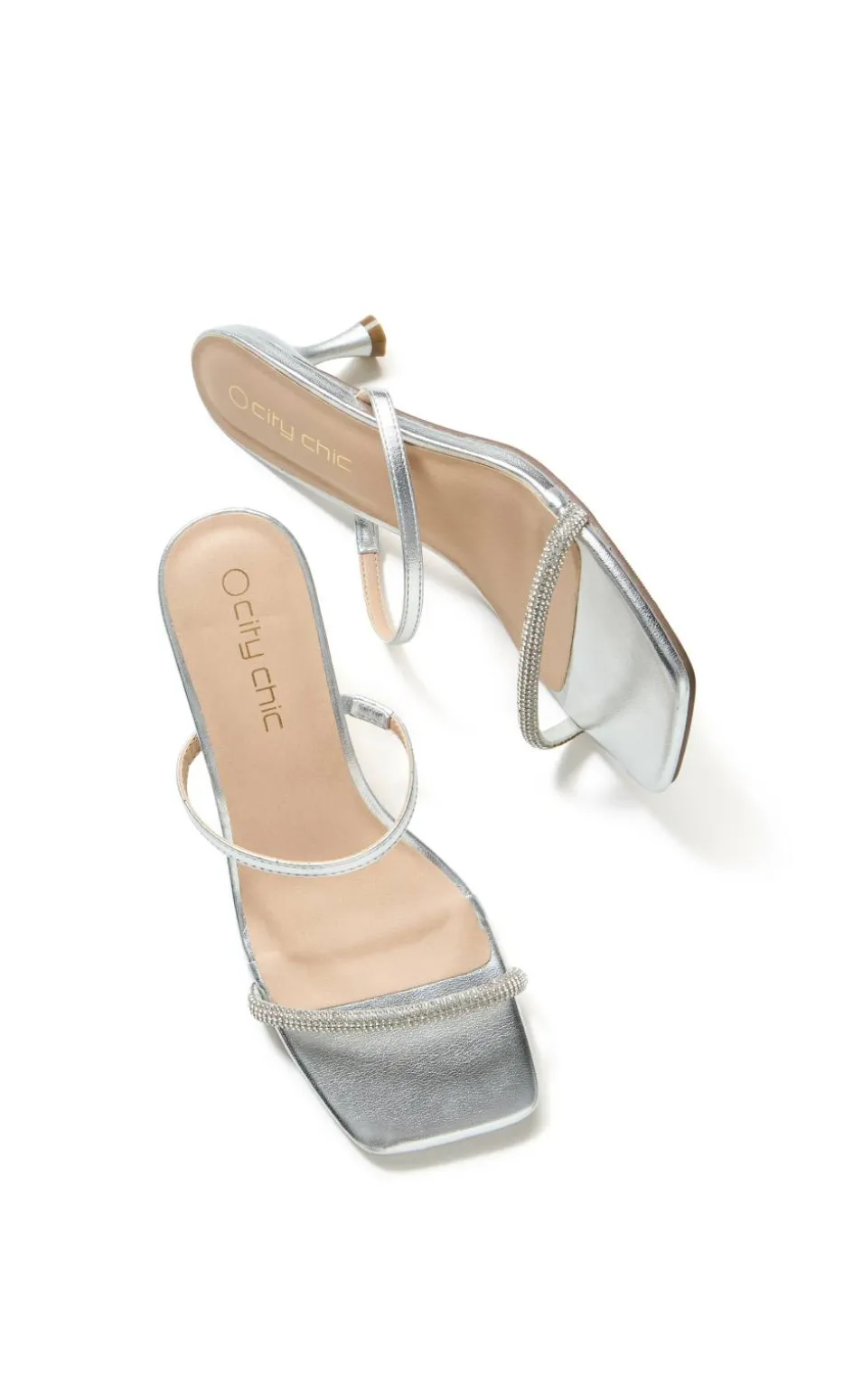 WIDE FIT Keira Kitten Heel - silver