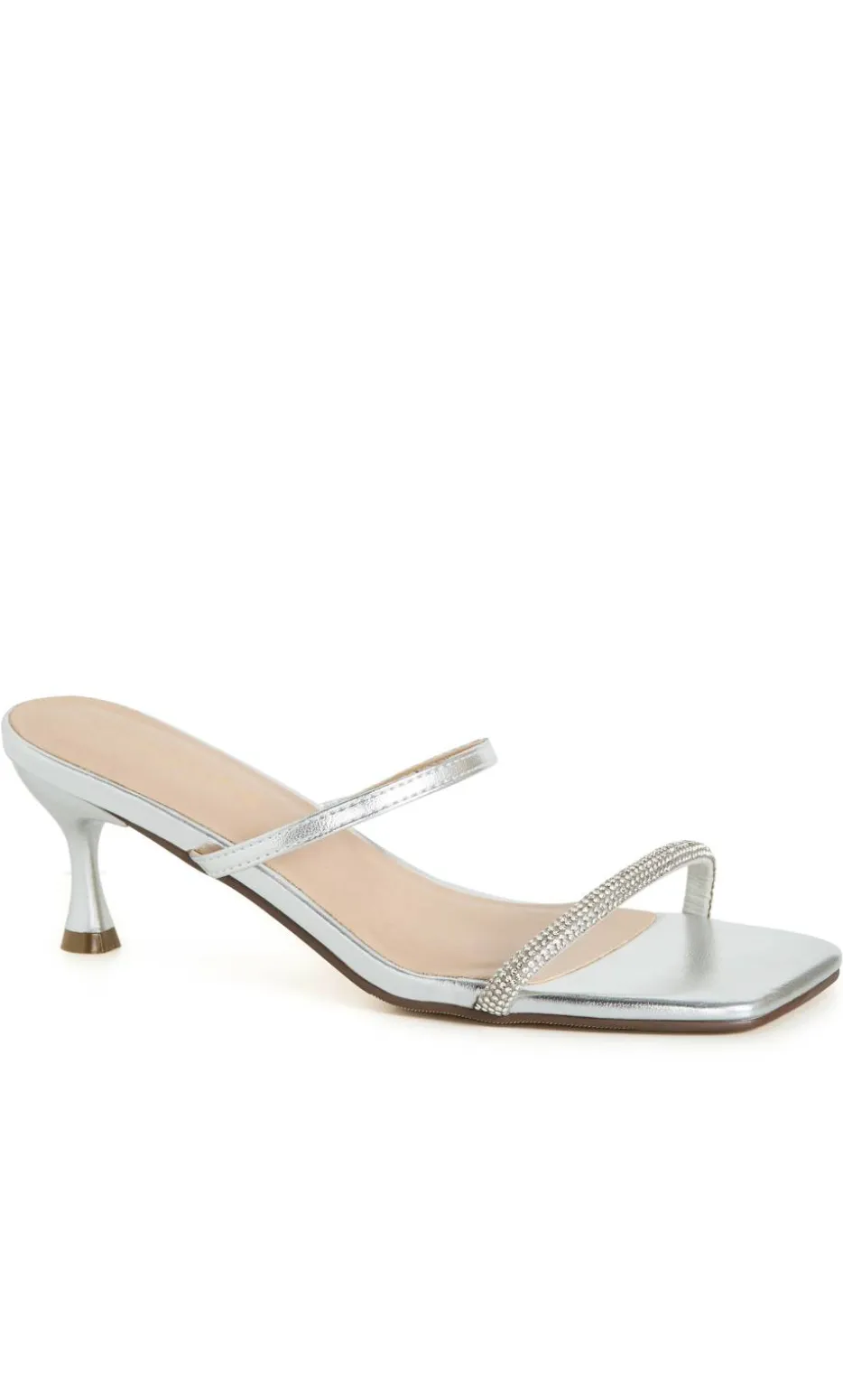 WIDE FIT Keira Kitten Heel - silver