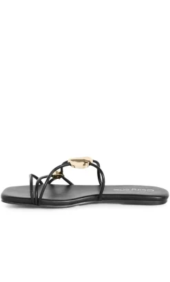 WIDE FIT Kiana Cross Hatch Slide - black