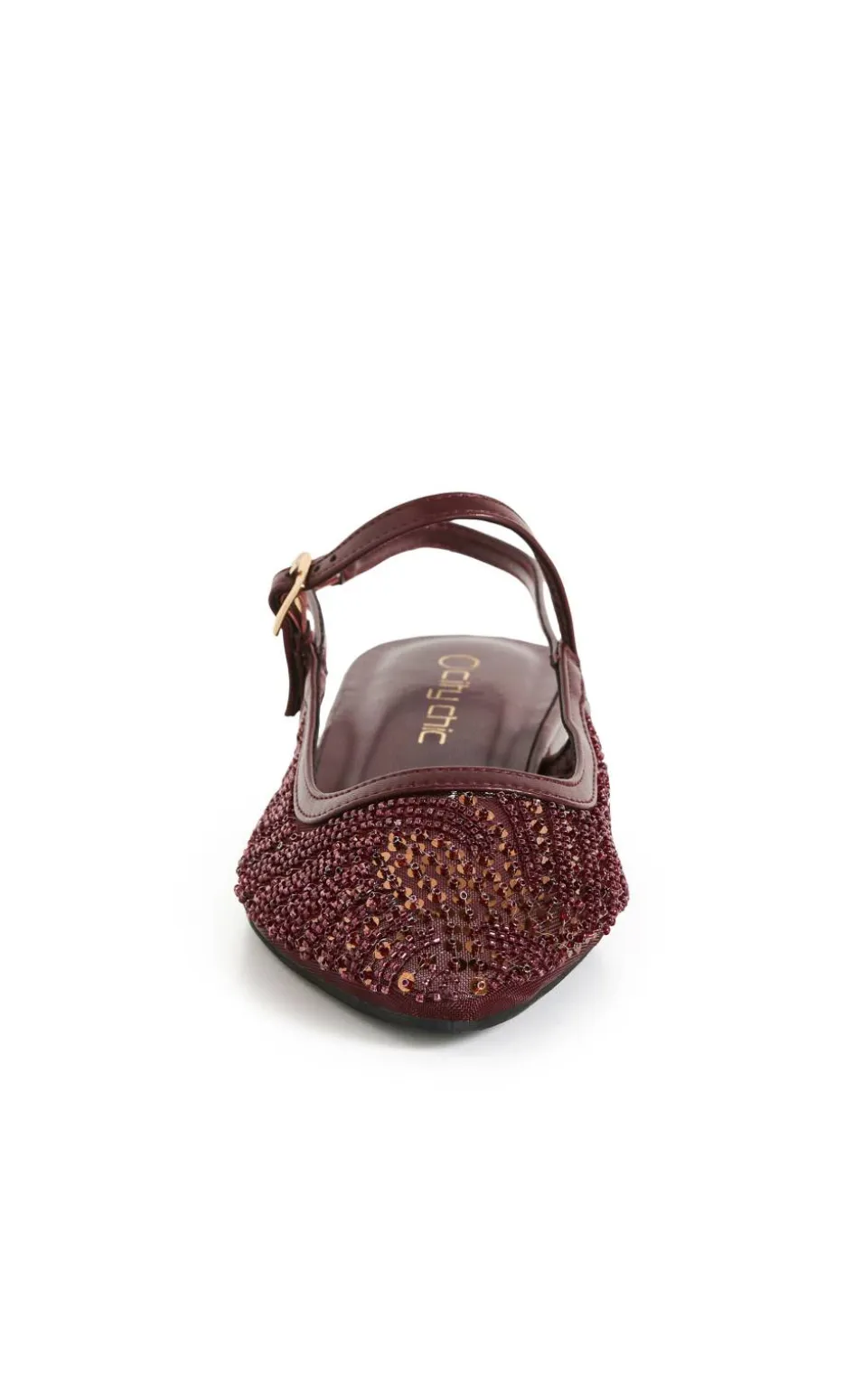WIDE FIT Lily Bead Flat - dark cherry