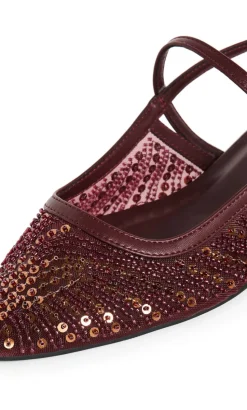 WIDE FIT Lily Bead Flat - dark cherry