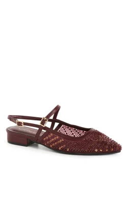WIDE FIT Lily Bead Flat - dark cherry