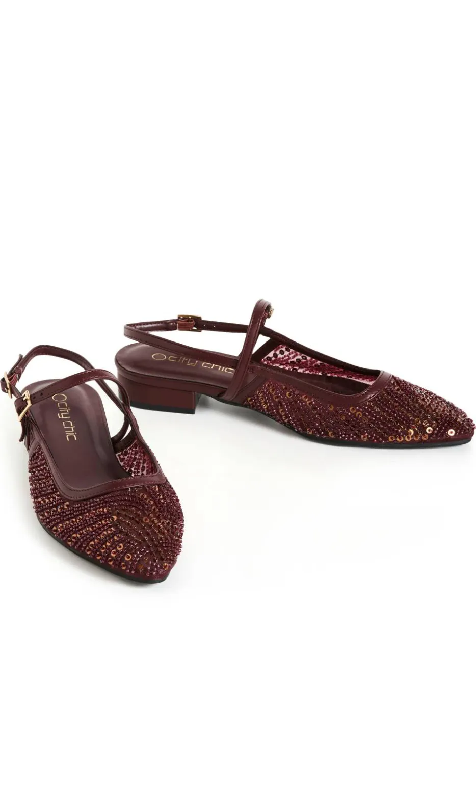 WIDE FIT Lily Bead Flat - dark cherry