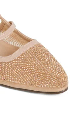 WIDE FIT Lily Bead Flat - nude
