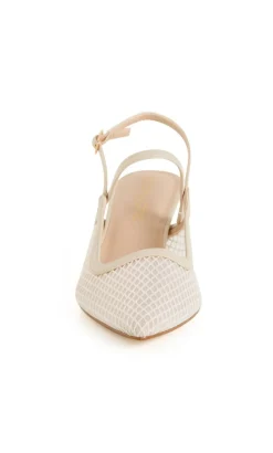WIDE FIT Lily Mesh Slingback Heel - stone