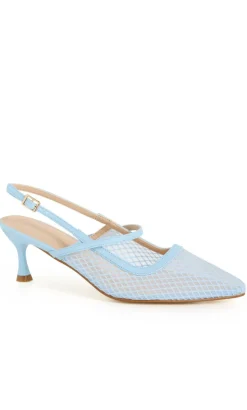 WIDE FIT Lily Mesh Slingback Heel - soft blue