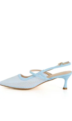 WIDE FIT Lily Mesh Slingback Heel - soft blue