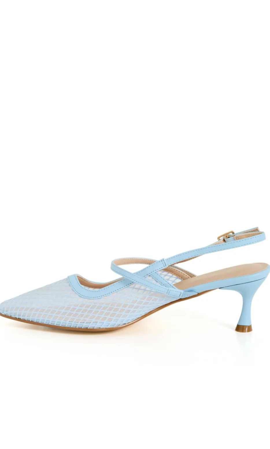 WIDE FIT Lily Mesh Slingback Heel - soft blue