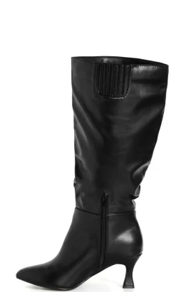 WIDE FIT Lisa Long Scrunch Boot - black