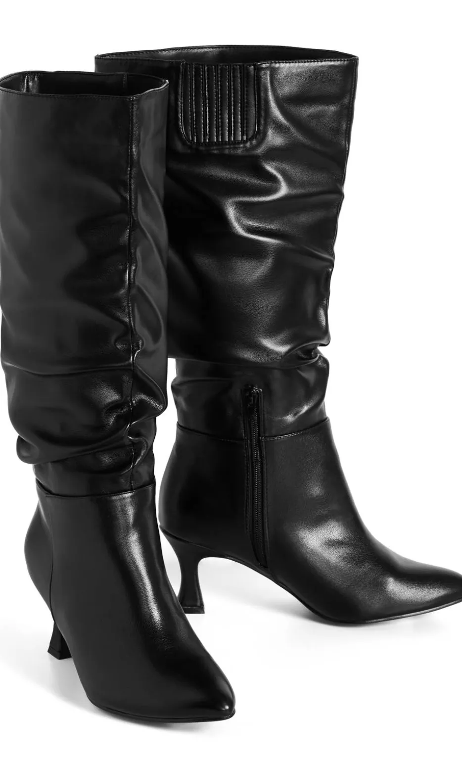 WIDE FIT Lisa Long Scrunch Boot - black