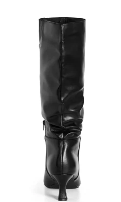 WIDE FIT Lisa Long Scrunch Boot - black