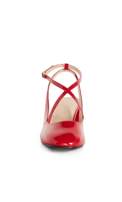 WIDE FIT Luna Cross Strap Heel - cherry red