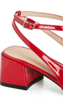 WIDE FIT Luna Cross Strap Heel - cherry red