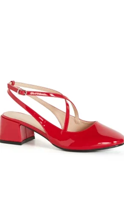 WIDE FIT Luna Cross Strap Heel - cherry red