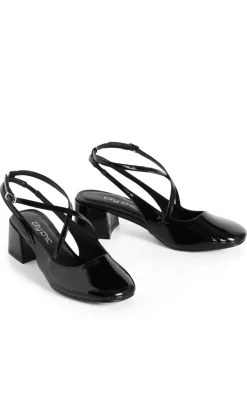 WIDE FIT Luna Cross Strap Heel - black