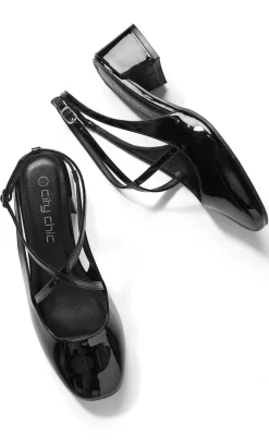 WIDE FIT Luna Cross Strap Heel - black