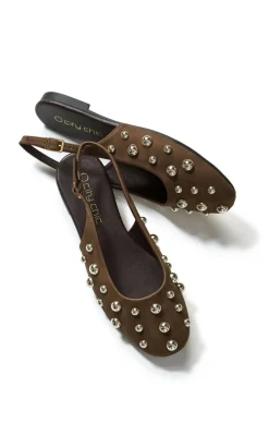 WIDE FIT Lyla Rivet Ballet Flat - chocolate