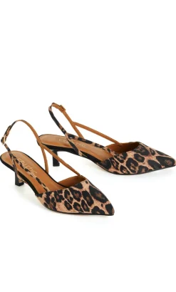 WIDE FIT Mila Leopard Slingback Heel - tan