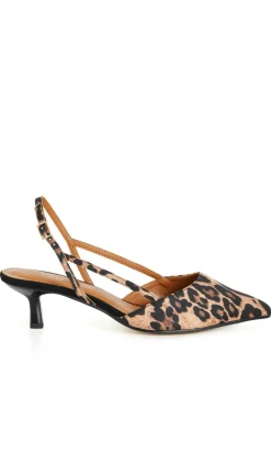 WIDE FIT Mila Leopard Slingback Heel - tan