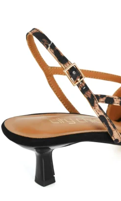 WIDE FIT Mila Leopard Slingback Heel - tan