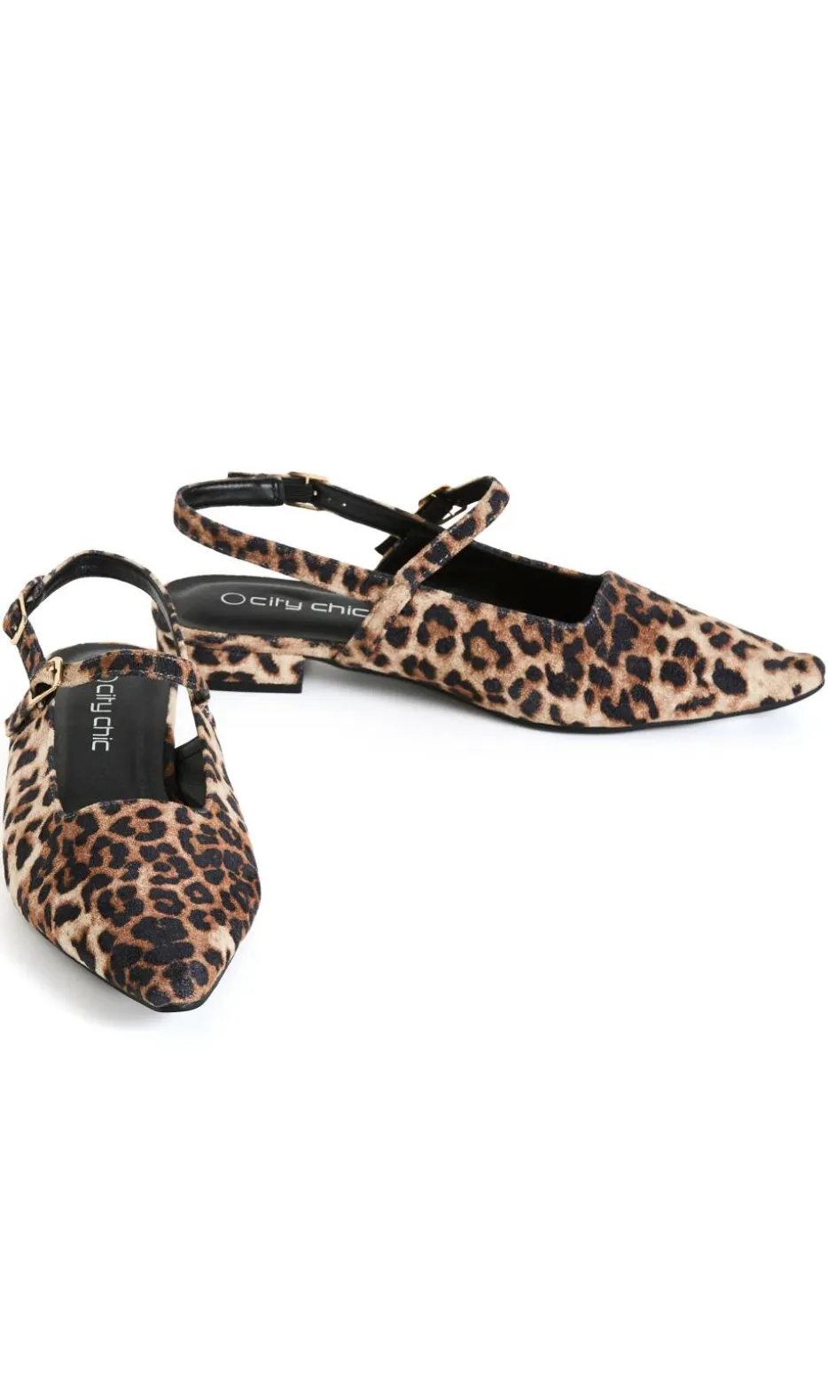 WIDE FIT Paisley Leopard Slingback Flat - stone