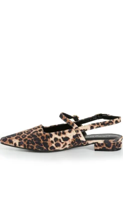 WIDE FIT Paisley Leopard Slingback Flat - stone