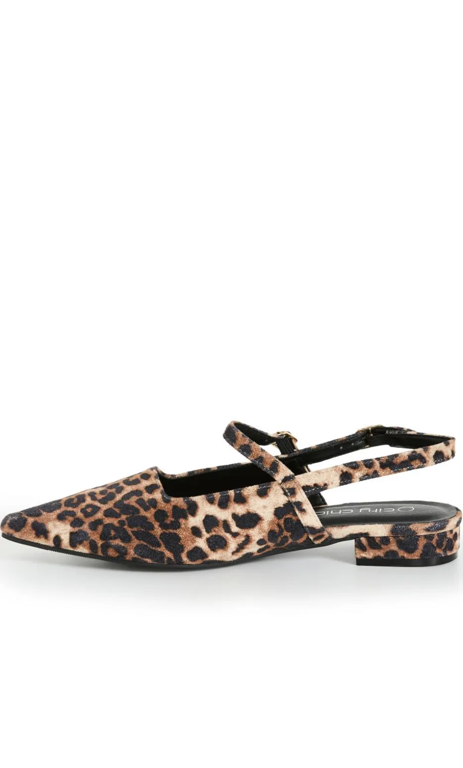 WIDE FIT Paisley Leopard Slingback Flat - stone