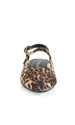 WIDE FIT Paisley Leopard Slingback Flat - stone