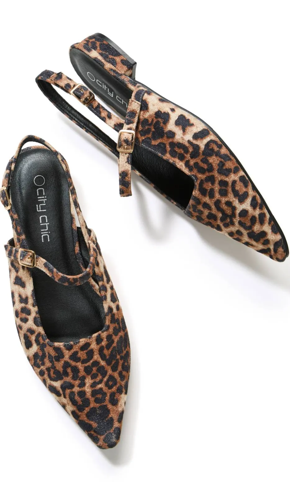 WIDE FIT Paisley Leopard Slingback Flat - stone