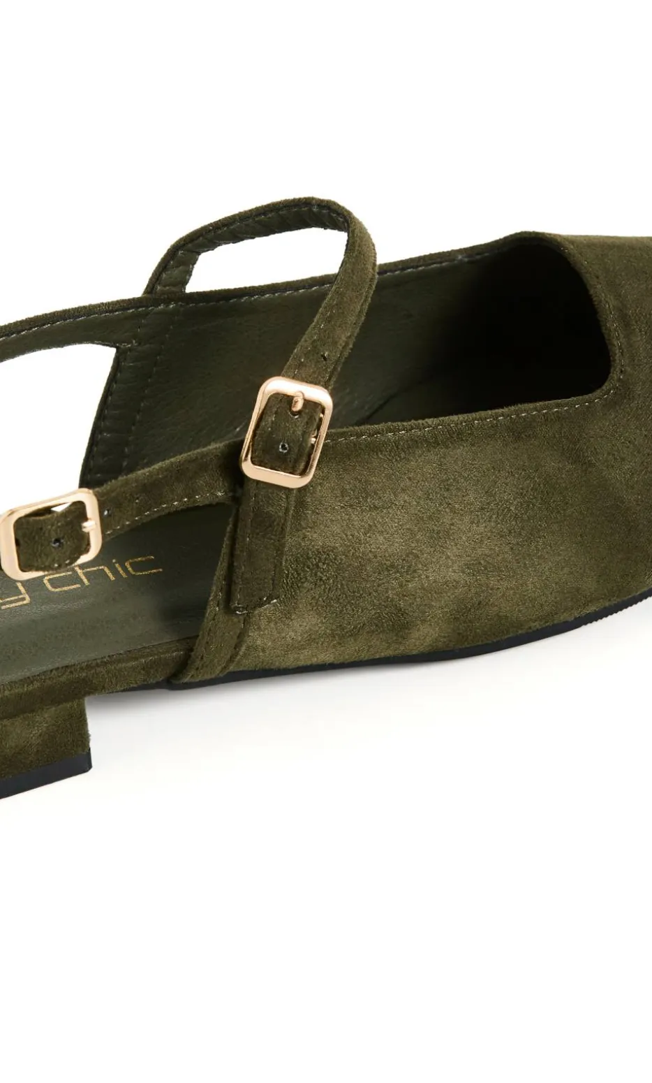 WIDE FIT Paisley Slingback Flat - olive