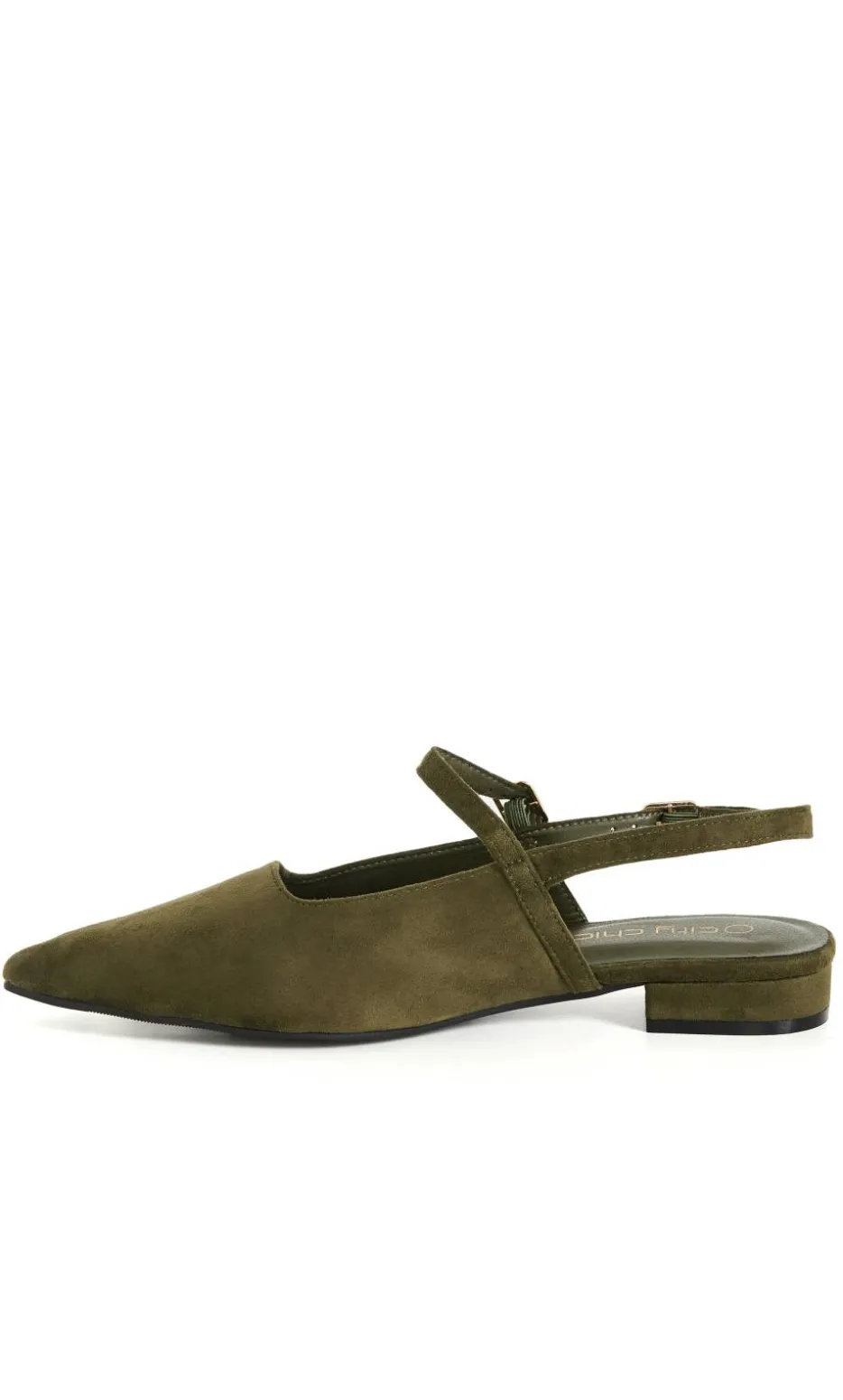 WIDE FIT Paisley Slingback Flat - olive