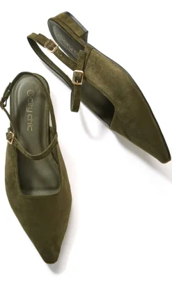 WIDE FIT Paisley Slingback Flat - olive