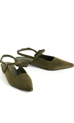 WIDE FIT Paisley Slingback Flat - olive
