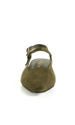 WIDE FIT Paisley Slingback Flat - olive