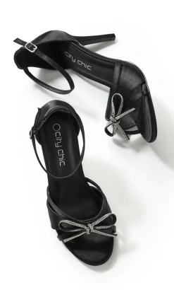 WIDE FIT Selene Glam Bow Heel - black