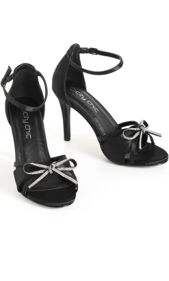 WIDE FIT Selene Glam Bow Heel - black