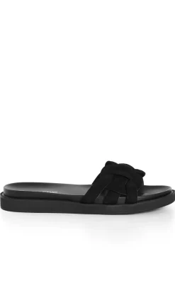WIDE FIT Star Weave Slide - black
