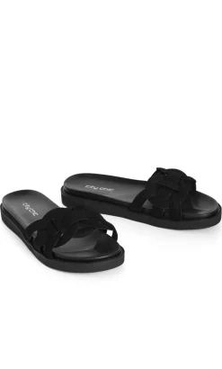 WIDE FIT Star Weave Slide - black