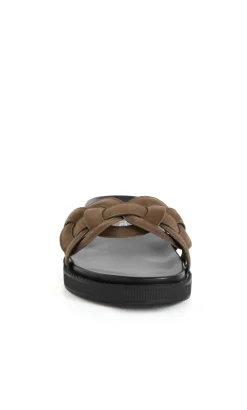 WIDE FIT Star Weave Slide - chocolate